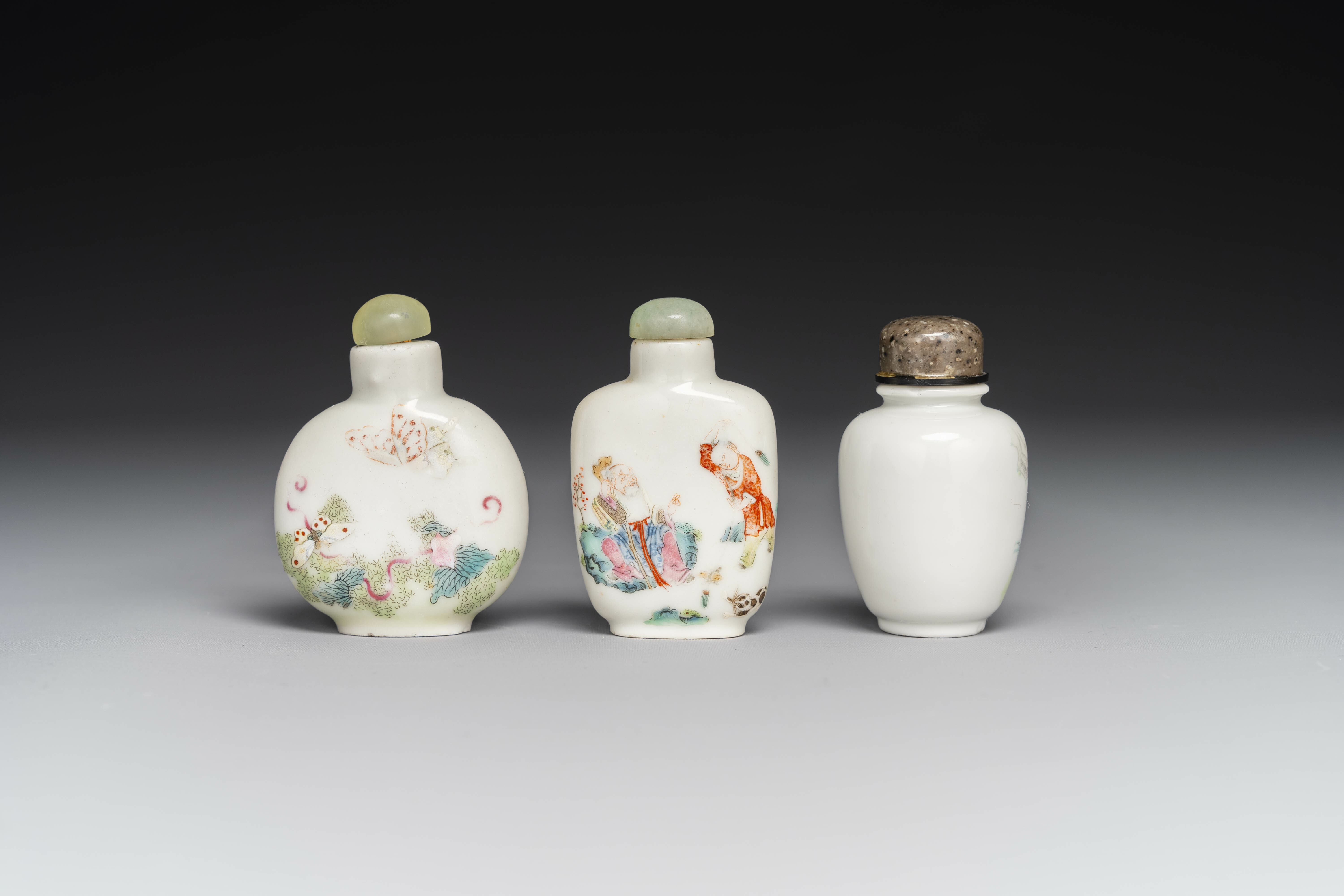 Three various Chinese famille rose snuff bottles, Daoguang mark and period - Image 3 of 6