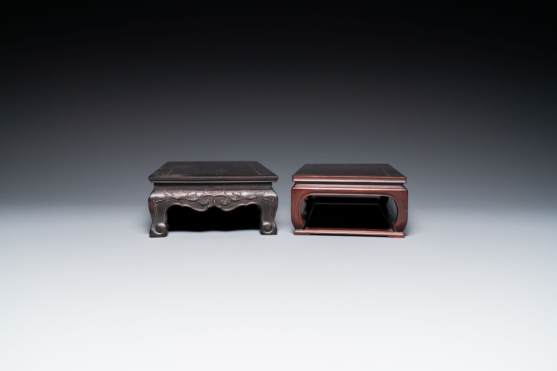 Three Chinese zitan wooden tables, 19/20th C. - Image 3 of 13
