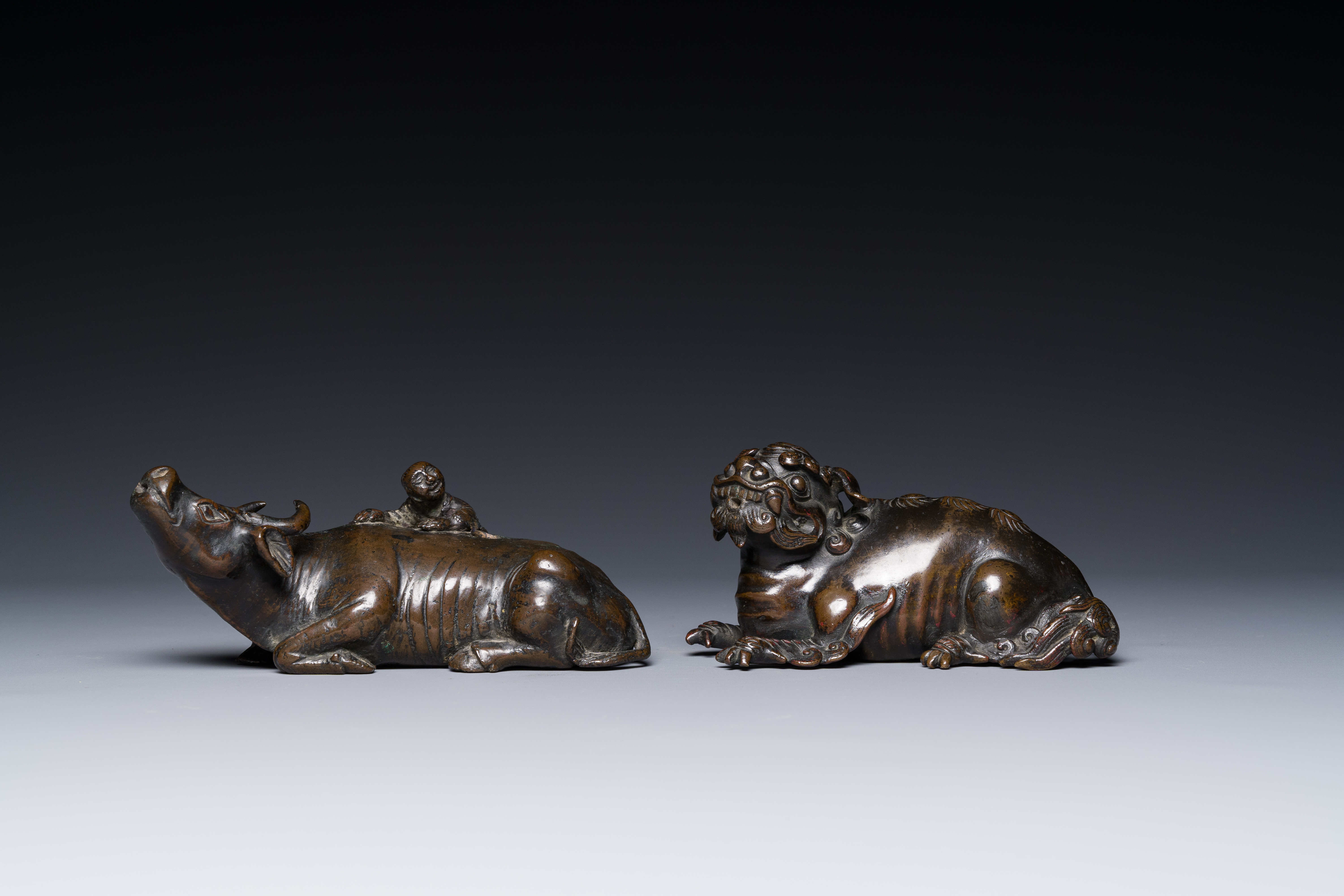 Two Chinese bronze water droppers, Ming/Qing - Image 2 of 7