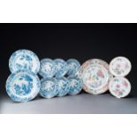 A varied collection of 11 pieces Chinese blue and white and famille rose porcelain, Yongzheng/Qianlo