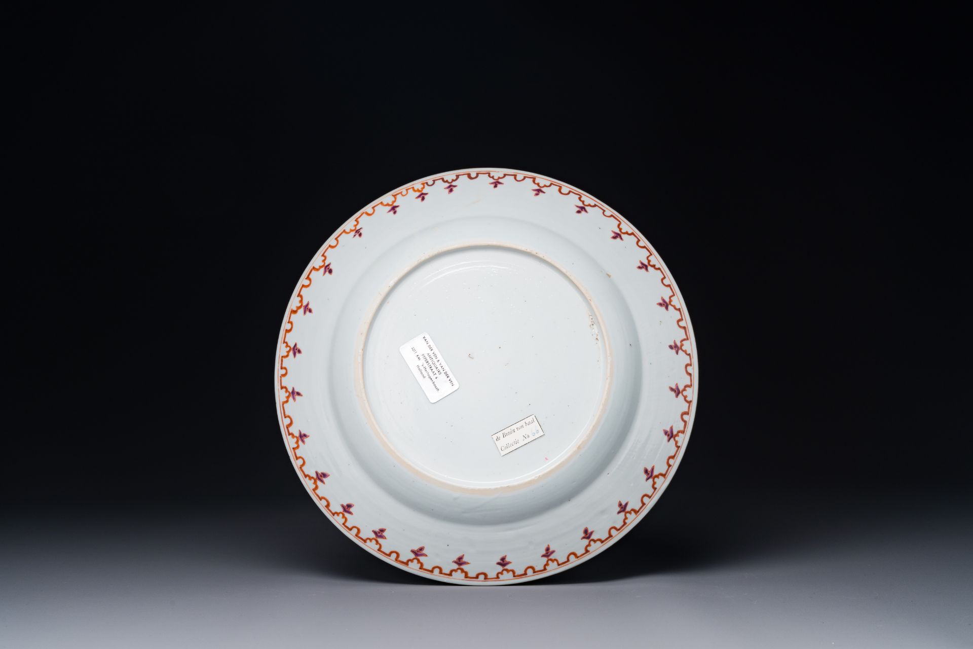 A Chinese famille rose 'arbor' plate after a design by Cornelis Pronk, Qianlong - Image 2 of 2