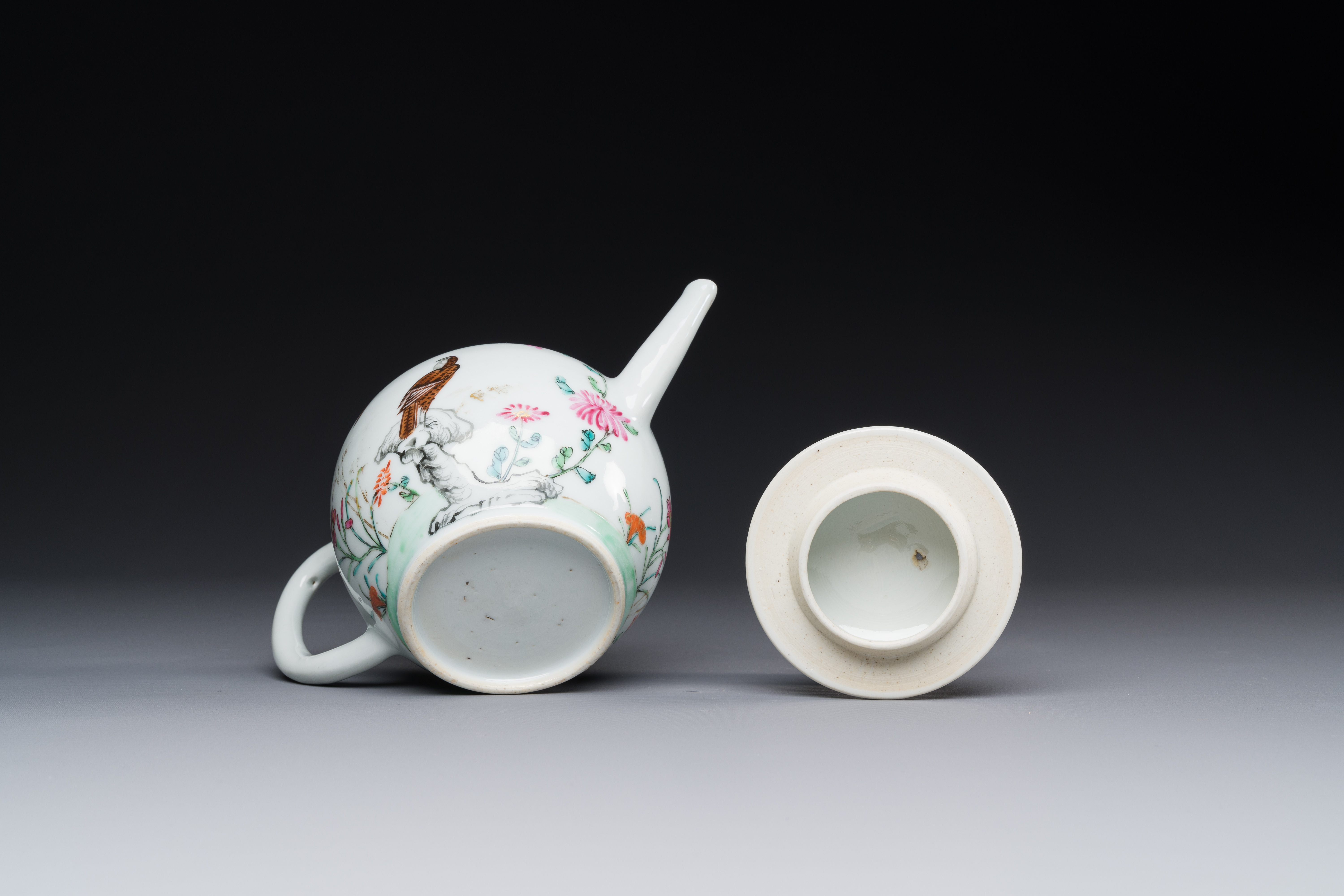 A Chinese famille rose â€˜falconâ€™ teapot, Yongzheng - Image 3 of 3