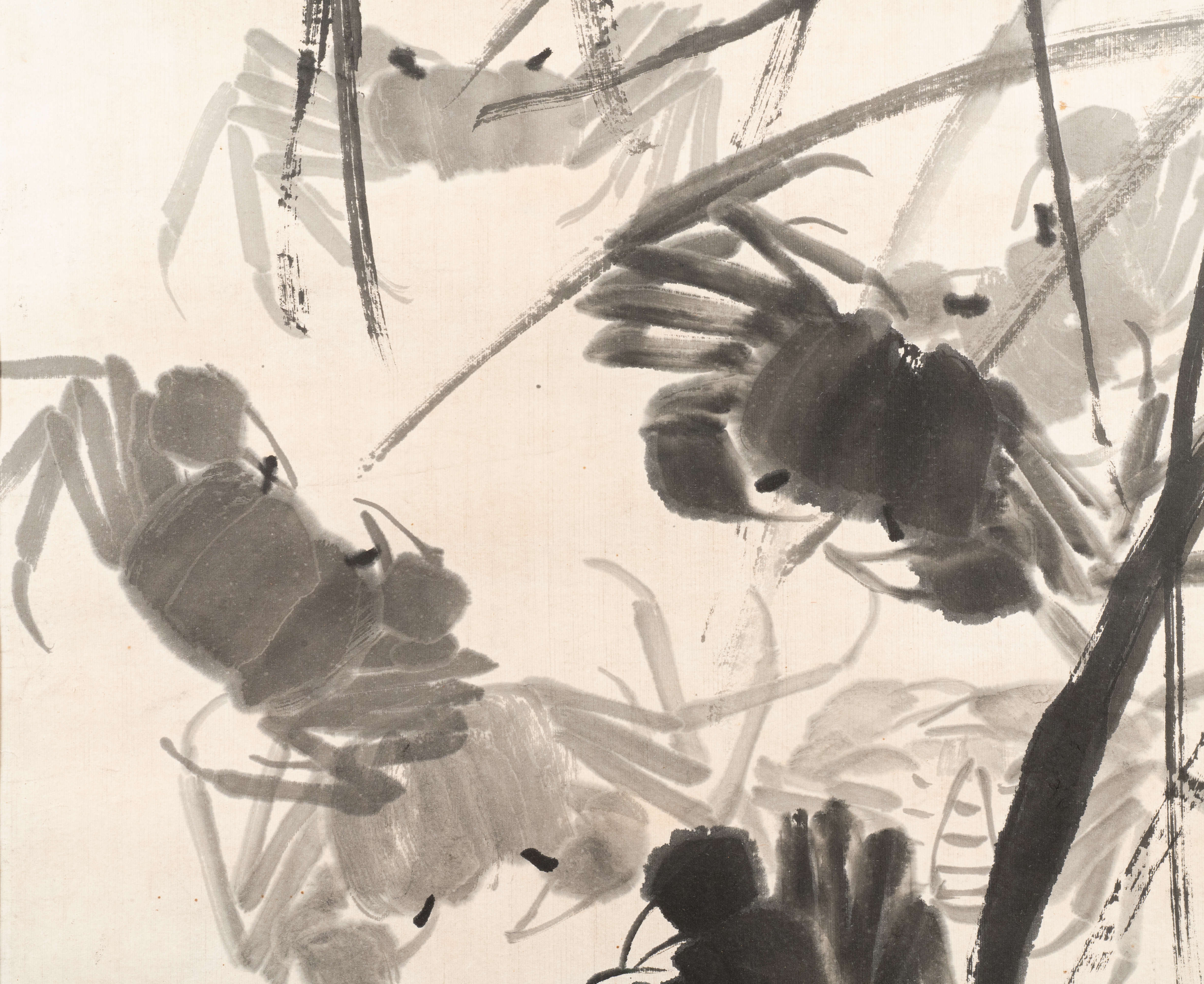 Qi Baishi é½Šç™½çŸ³ (1864-1957): 'Crabs and floating grasses', ink on paper - Image 5 of 5