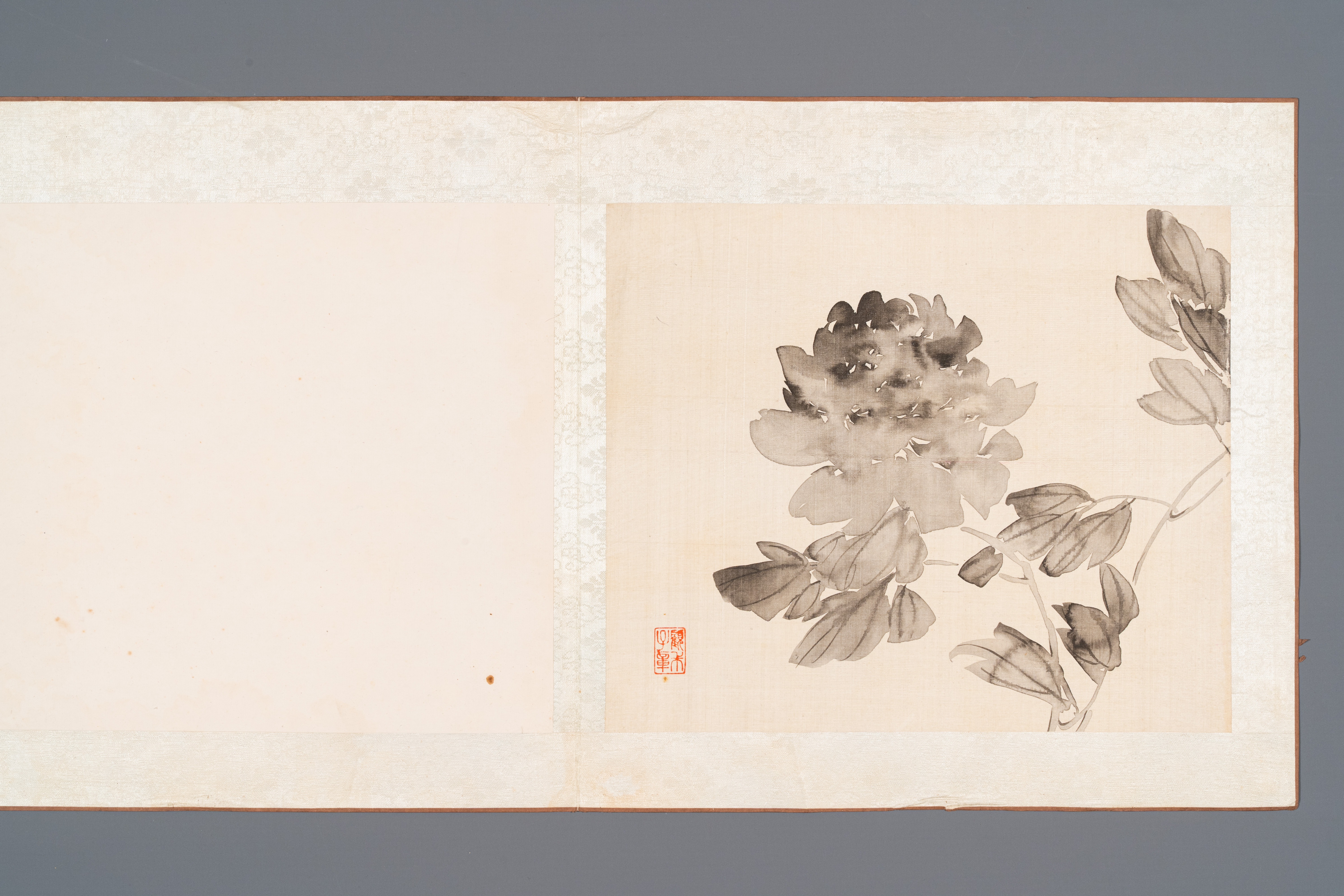 Chinese school: Seven works with insects and peonies, ink and colour on silk, 19/20th C. - Image 9 of 9