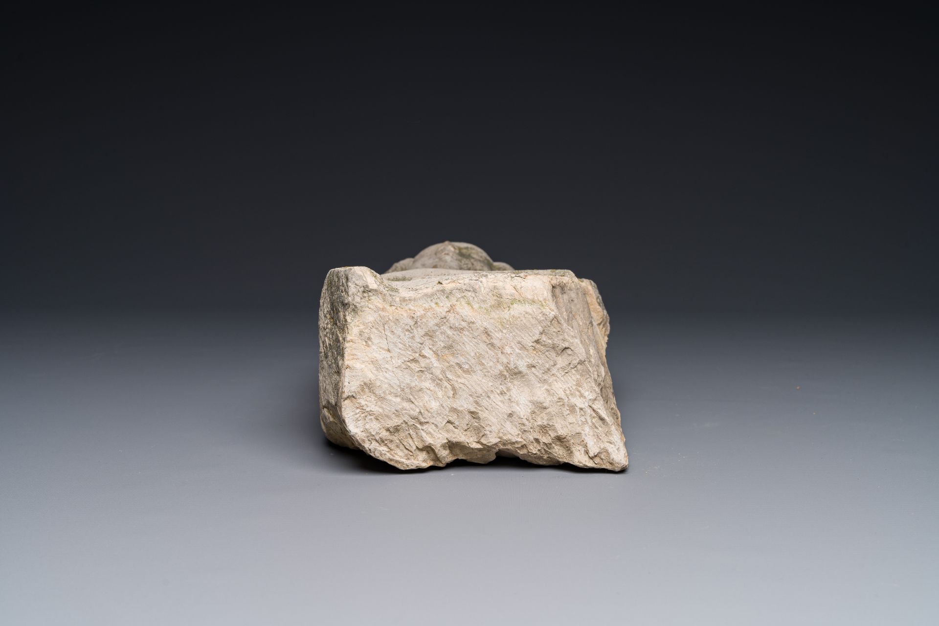 A stone sculpture of a man with the Freemasonry logo, probably France, 18th C. - Image 9 of 9