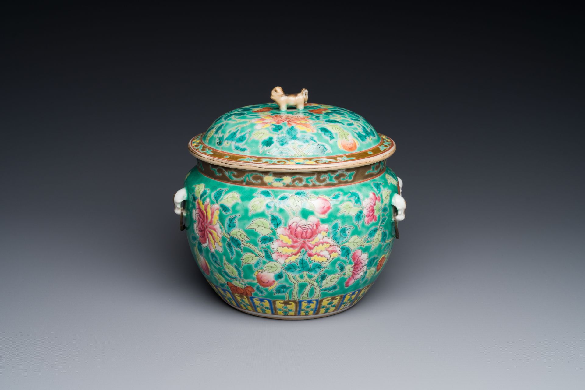 A Chinese famille rose 'kamcheng' bowl and cover for the Straits or Peranakan market, 19th C.