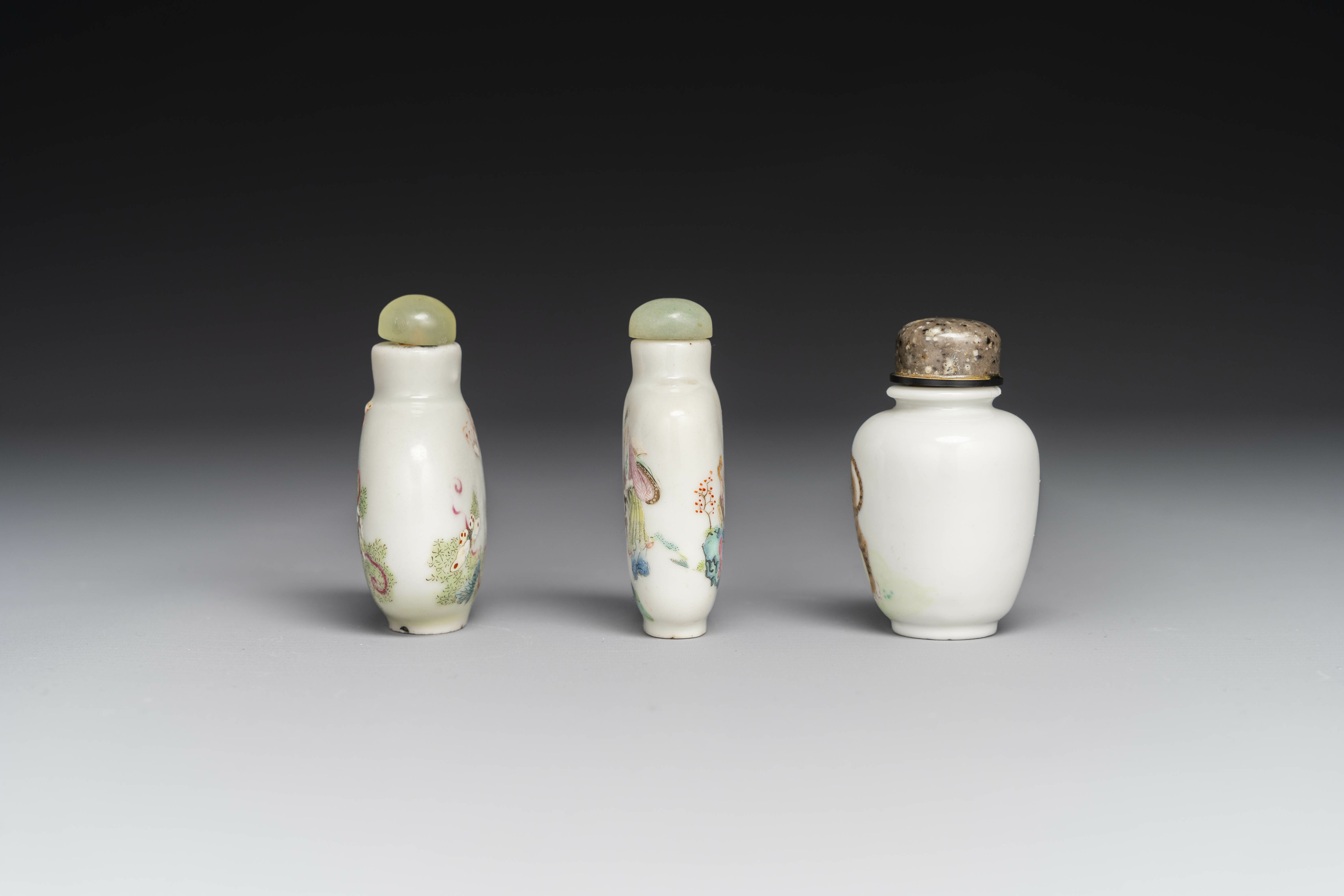 Three various Chinese famille rose snuff bottles, Daoguang mark and period - Image 4 of 6