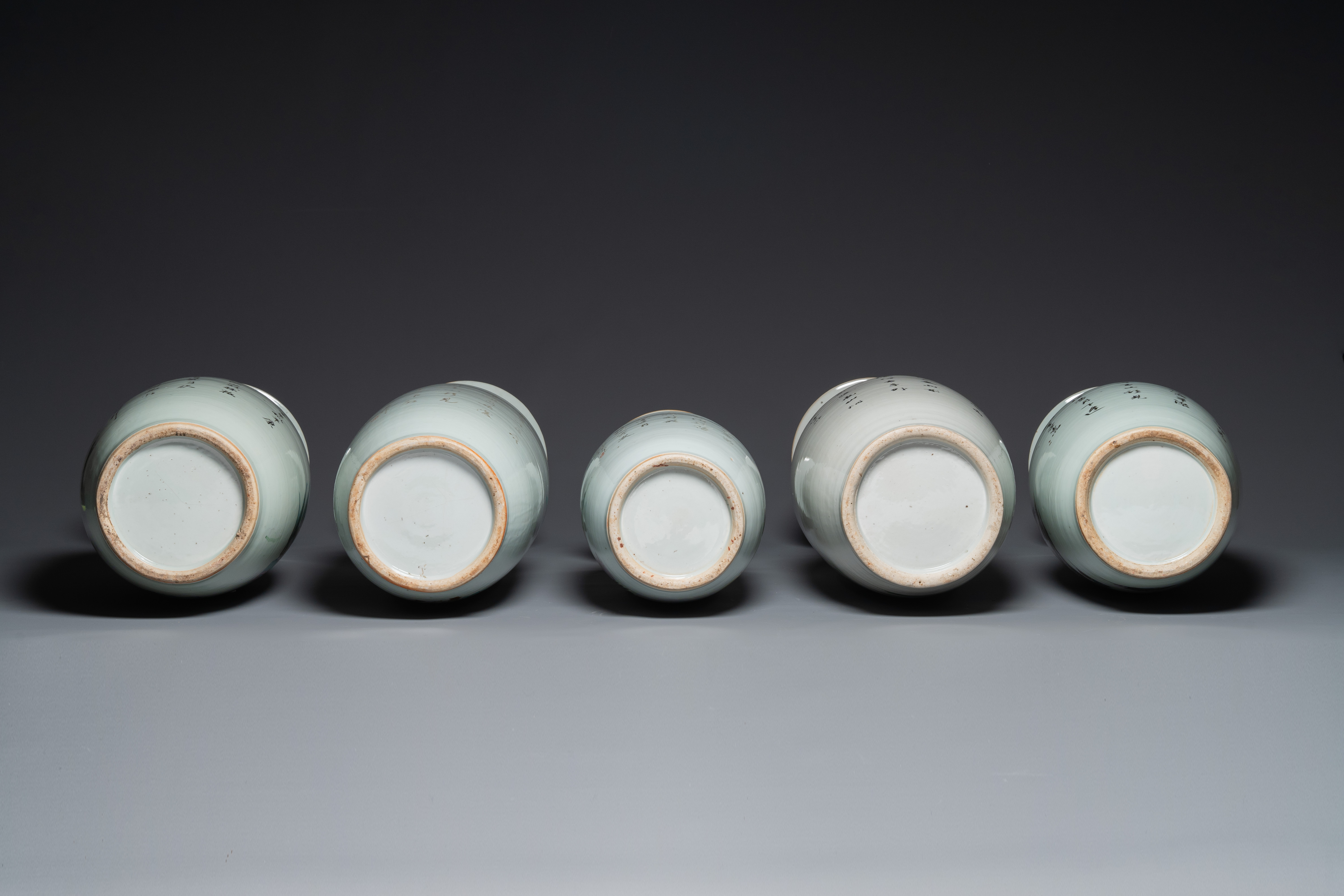 Five various Chinese famille rose vases, 19/20th C. - Image 4 of 4