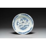 A Chinese blue and white 'birds at a pond' dish, Jiajing