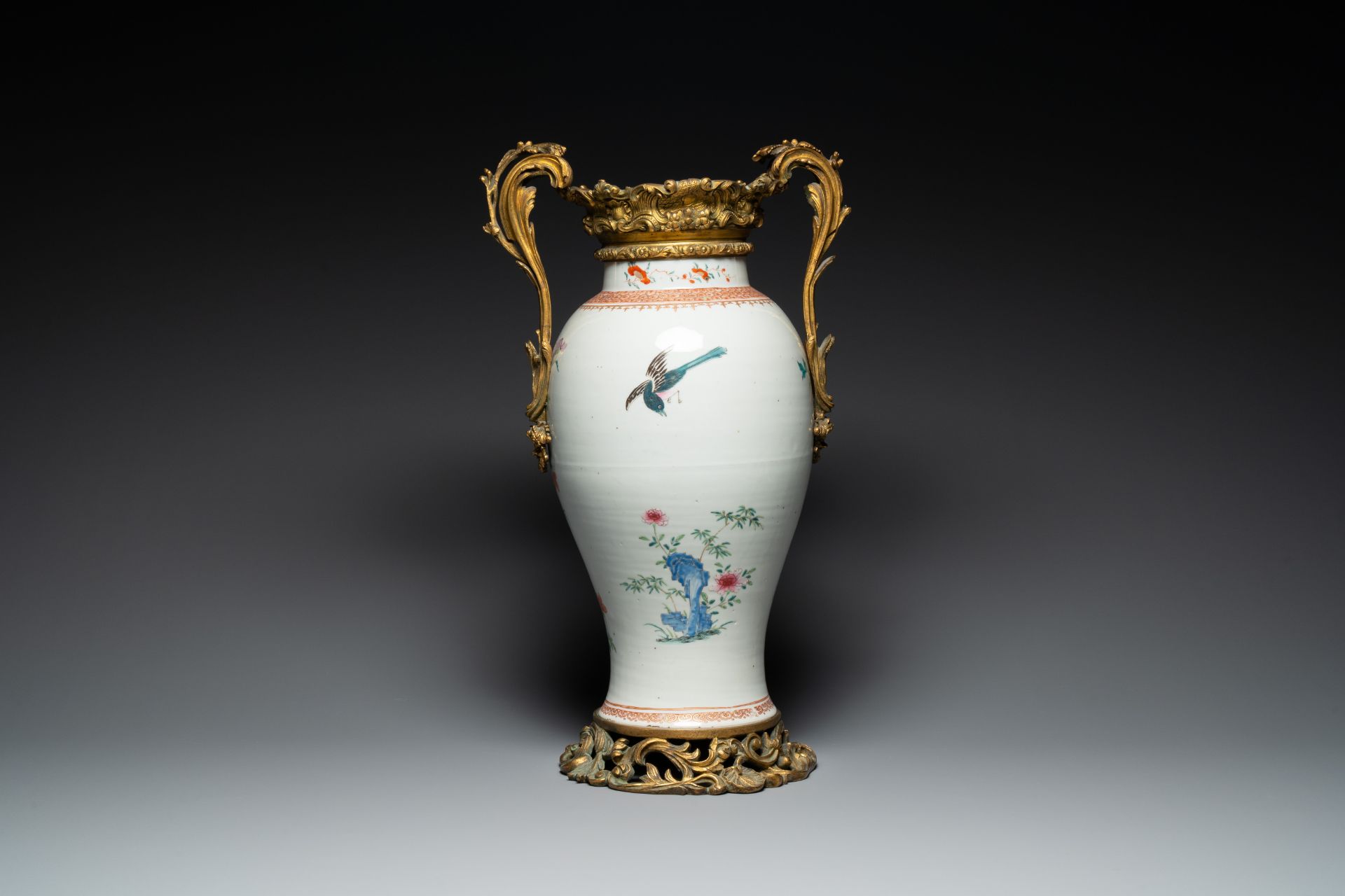 A Chinese famille rose vase with gilt bronze mounts, Qianlong - Image 3 of 6