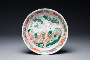 A Chinese wucai 'Qi Lin Song Zi éº’éºŸé€å­' dish, Kangxi