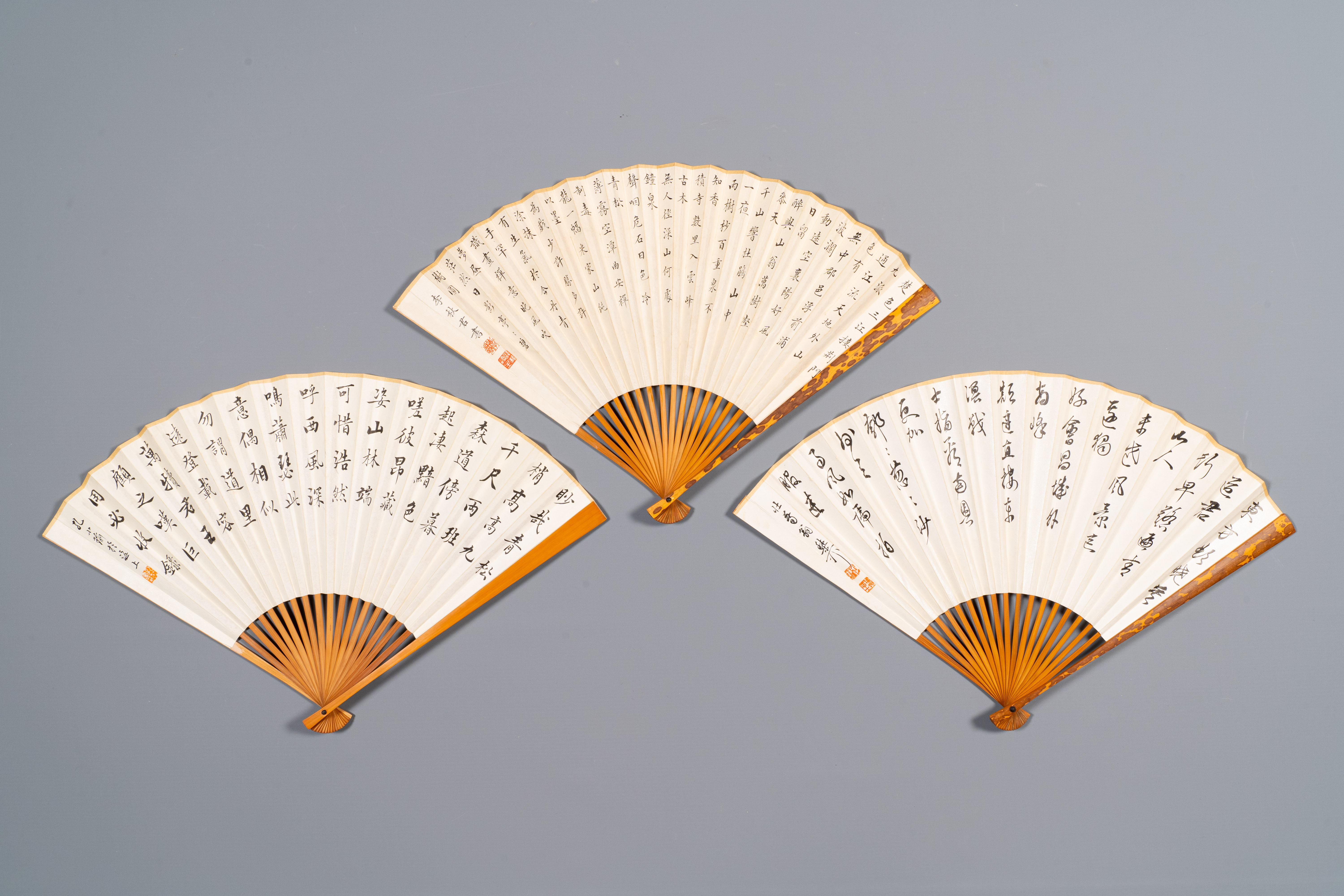 Three folding fans, follower of Zhang Daqian å¼µå¤§åƒ (1899-1983) and Wu Hufang å´æ¹–å¸† (1894-196 - Image 4 of 6