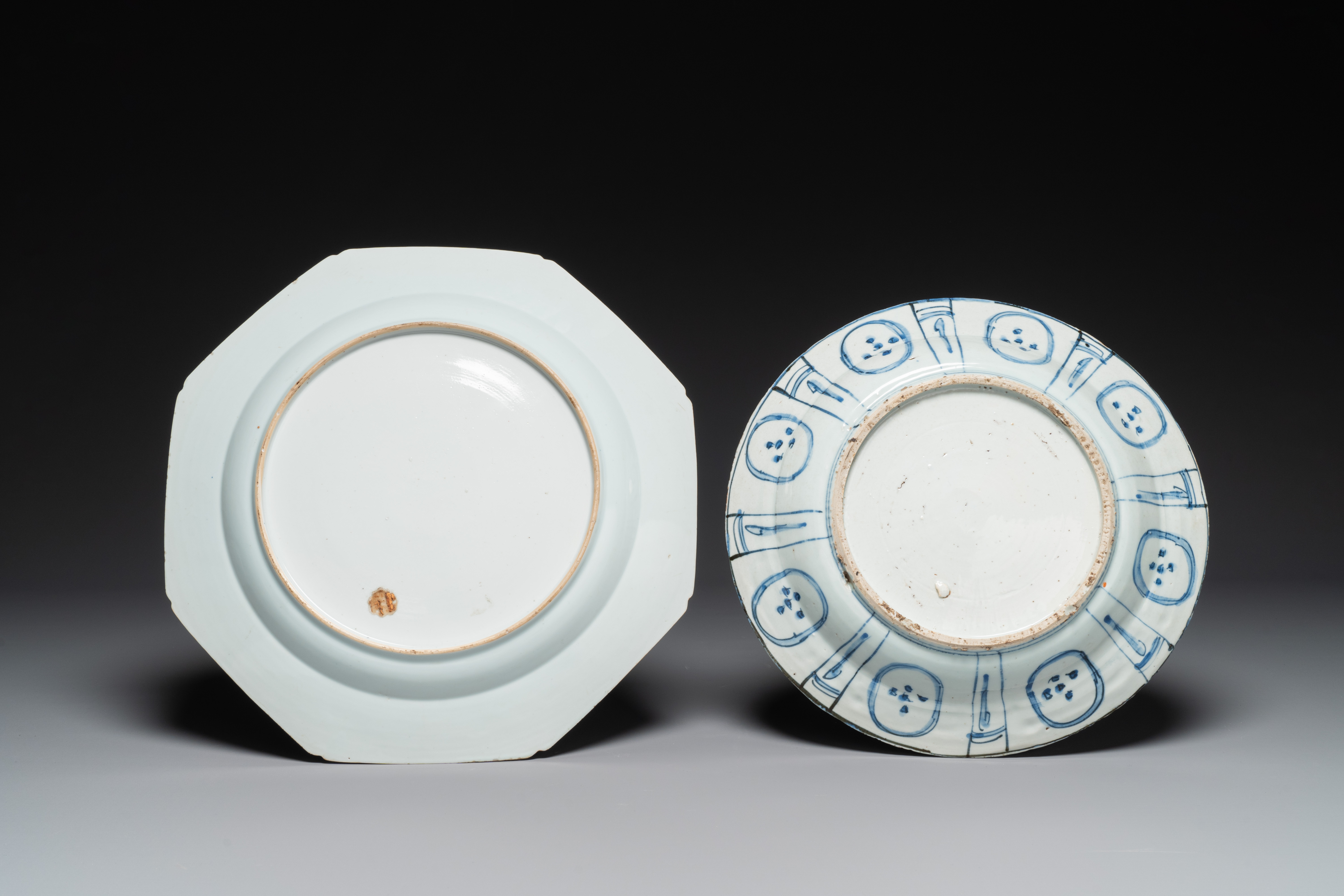 A Chinese blue and white dish and an octagonal 'Three Friends of Winter' dish, Wanli and Qianlong - Image 2 of 2