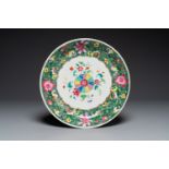 A Chinese famille rose dish with floral design, Qianlong