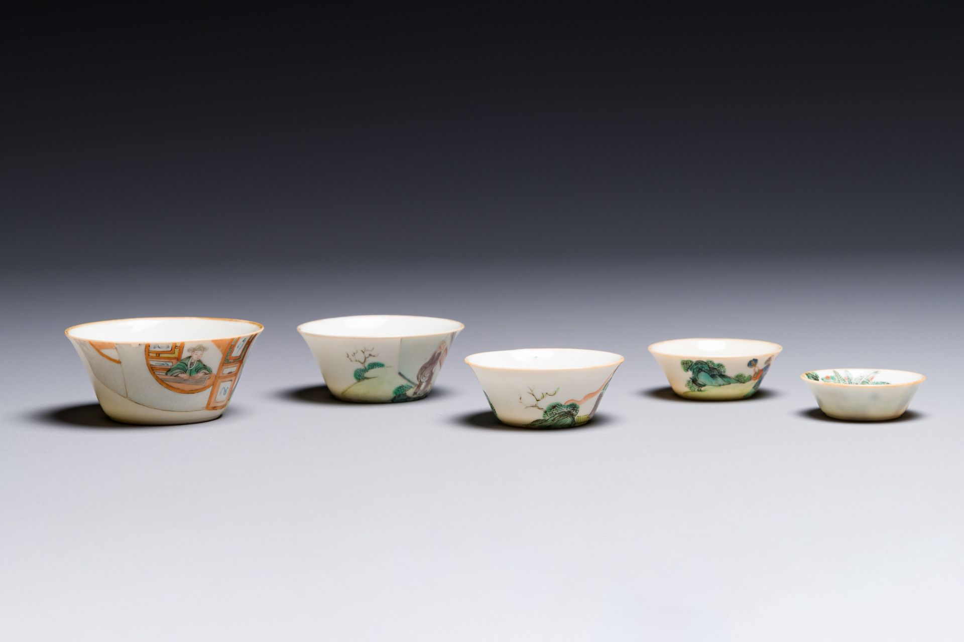 A rare set of ten Chinese famille rose 'erotic' nesting bowls, Daoguang mark and of the period - Image 17 of 17