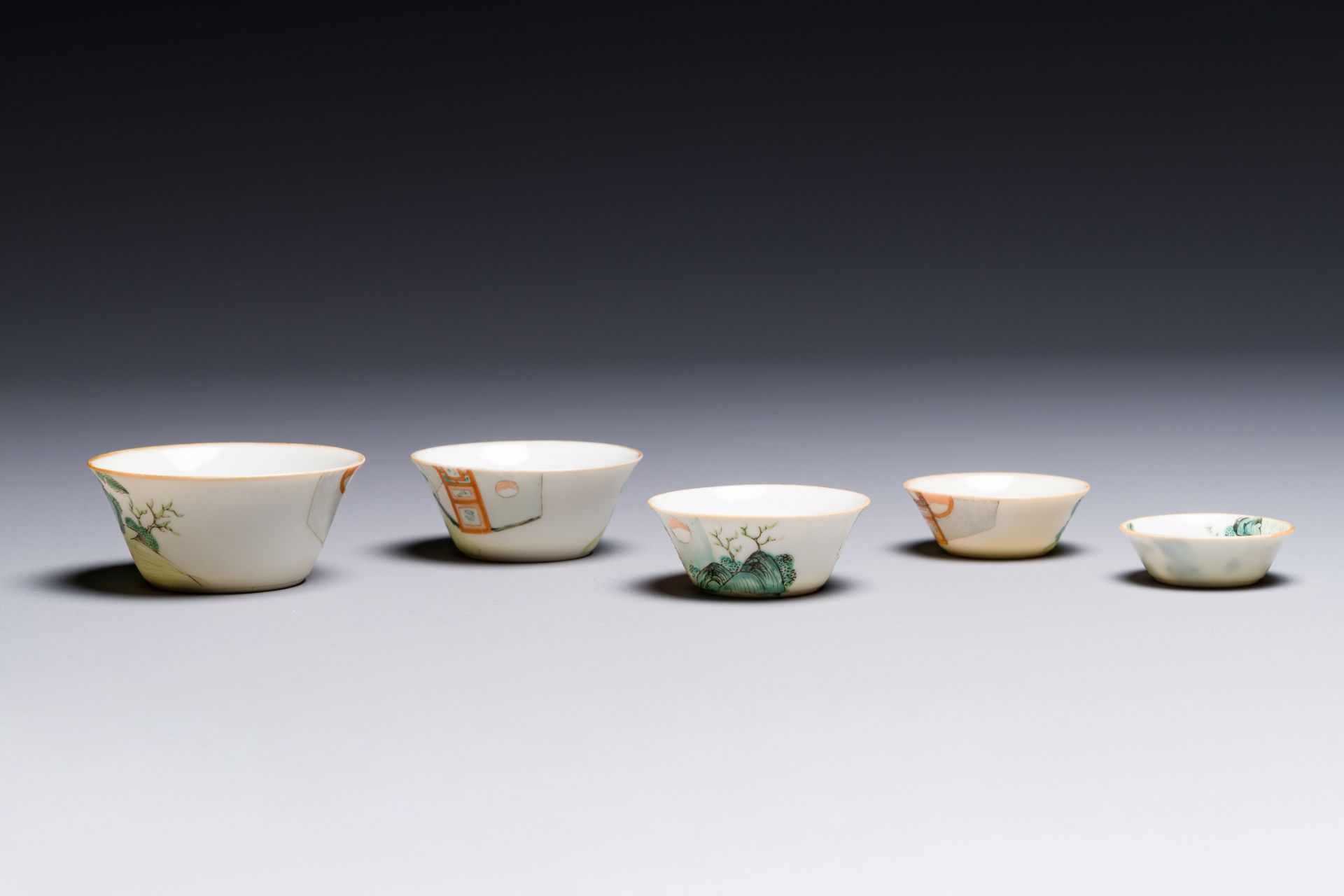 A rare set of ten Chinese famille rose 'erotic' nesting bowls, Daoguang mark and of the period - Image 16 of 17