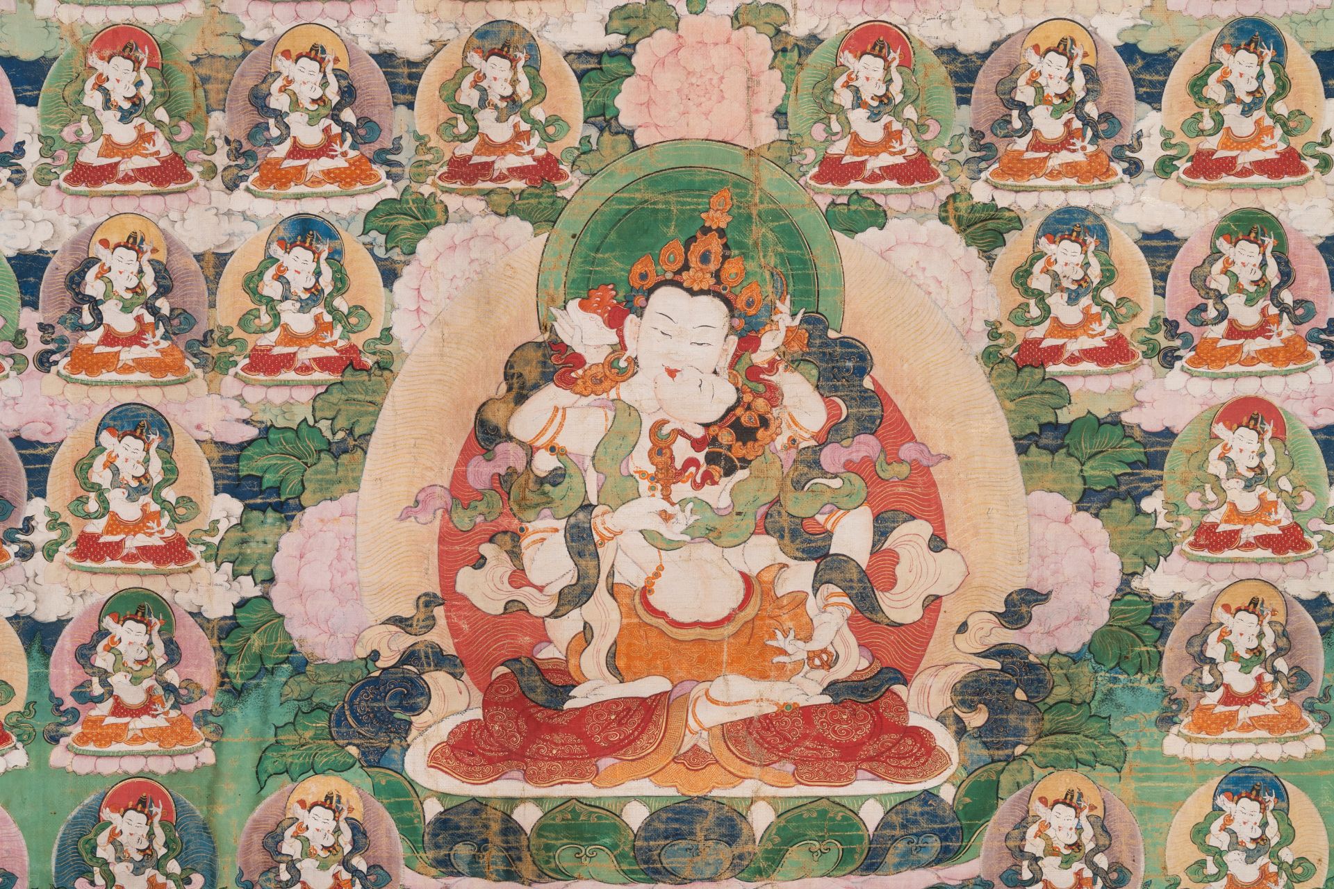 Two thangkas depicting Chakrasamvara and a Shambhala king, Tibet, 18/19th C. - Bild 5 aus 6