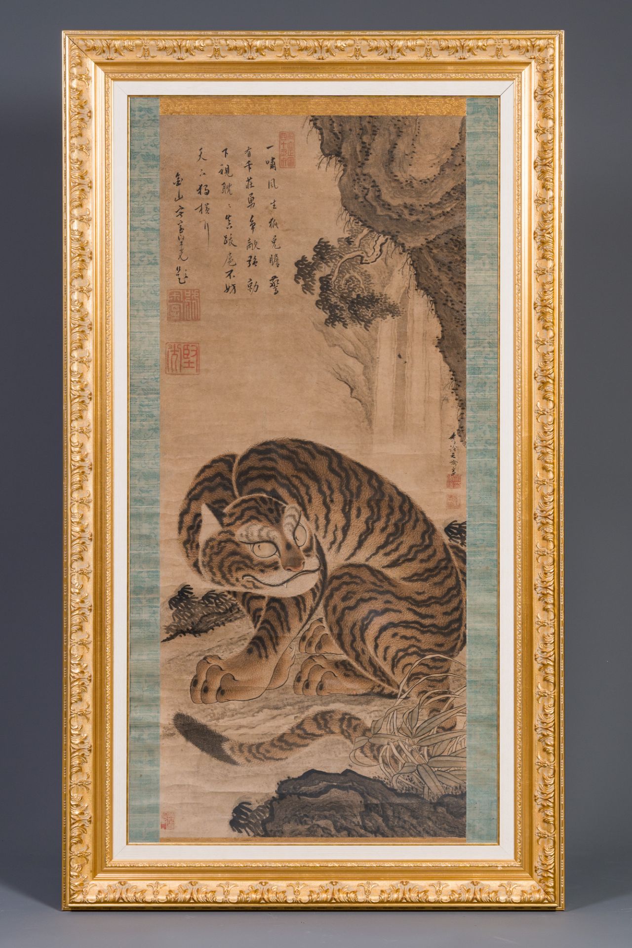 Watanabe Shusen (1736-1824): 'Tiger', ink and colour on paper - Image 2 of 4