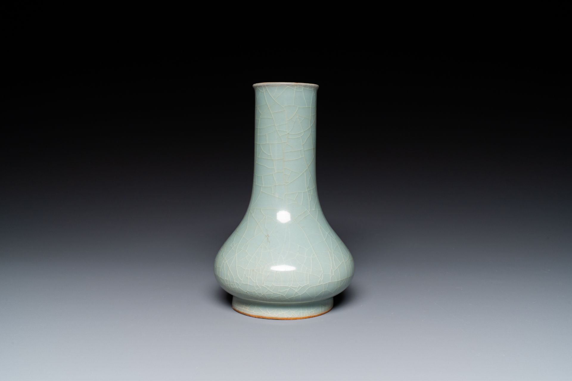 A Chinese Longquan celadon bottle vase, Song/Ming - Image 3 of 9