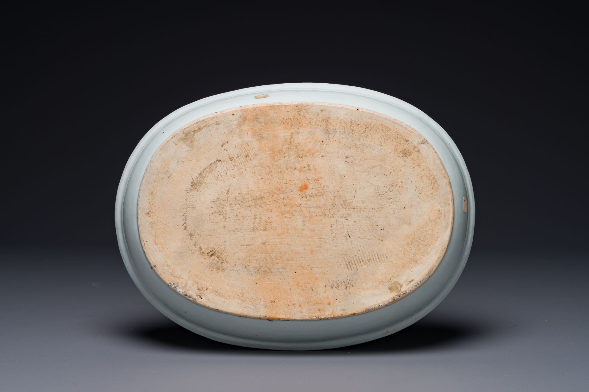 A oval Chinese Canton famille rose 'mandarin subject' bowl, Qianlong - Image 2 of 2