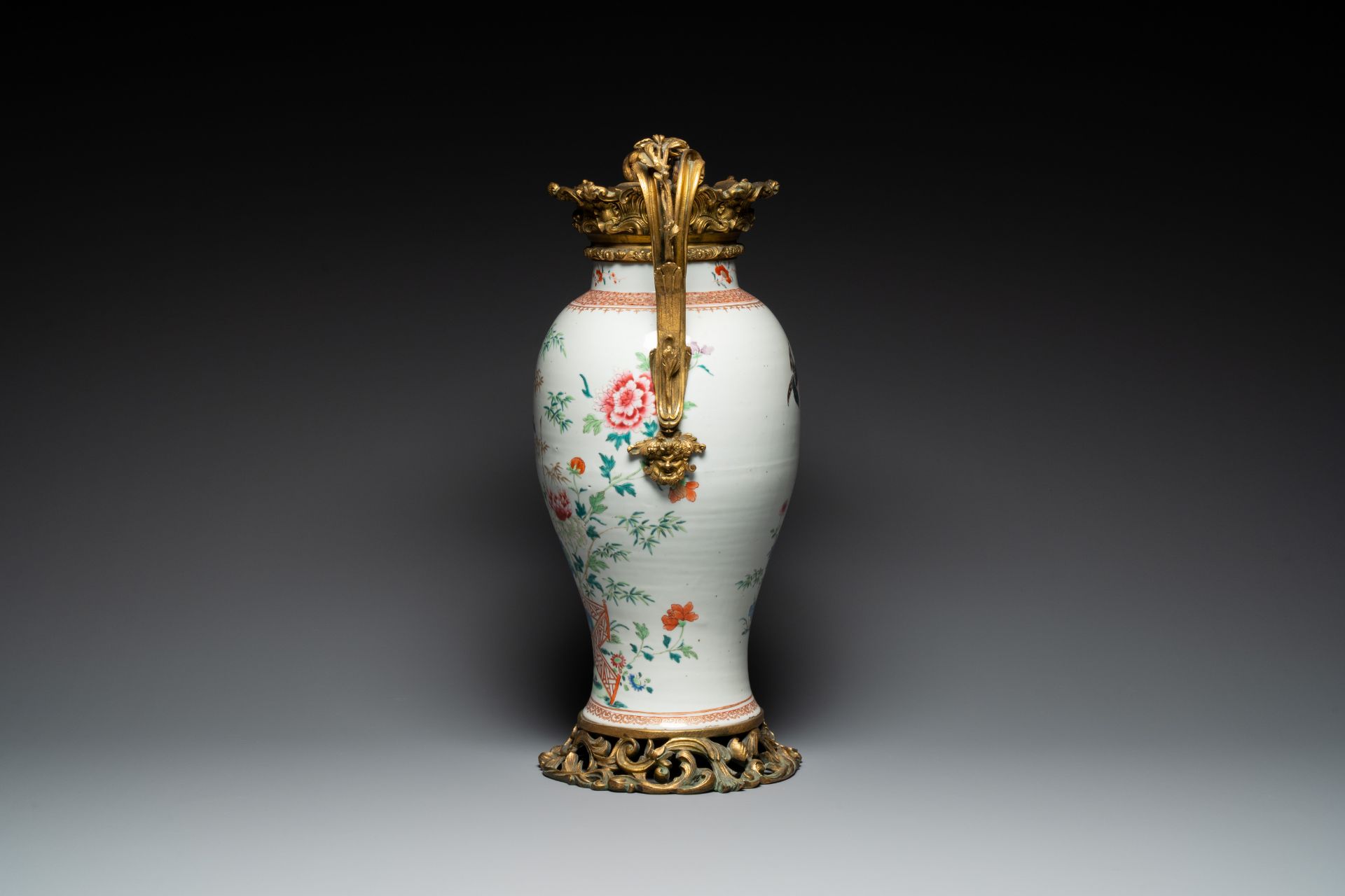 A Chinese famille rose vase with gilt bronze mounts, Qianlong - Image 4 of 6