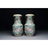 A pair of fine Chinese Canton famille rose 'Water Margin æ°´æ»¸å‚³' vases, 19th C.