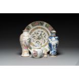 A varied collection of Chinese blue and white and famille rose porcelain, Qianlong and later