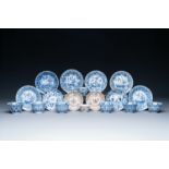 A varied collection of 18 pieces Chinese blue and white and famille rose porcelain, Kangxi/Yongzheng