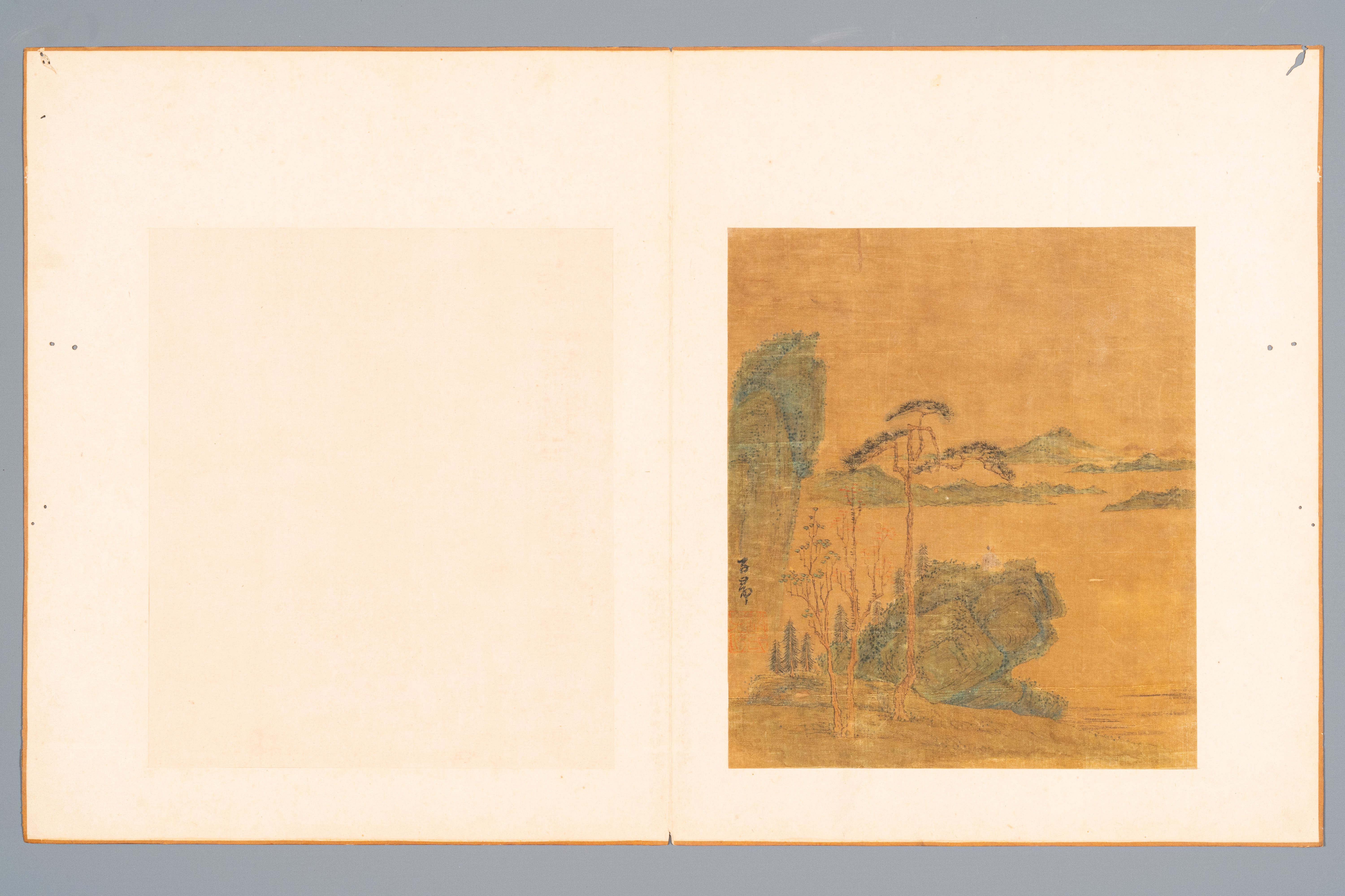 Chinese school: Five various works with landscapes and flowers, ink and colours on silk, signed Zizh - Image 5 of 12