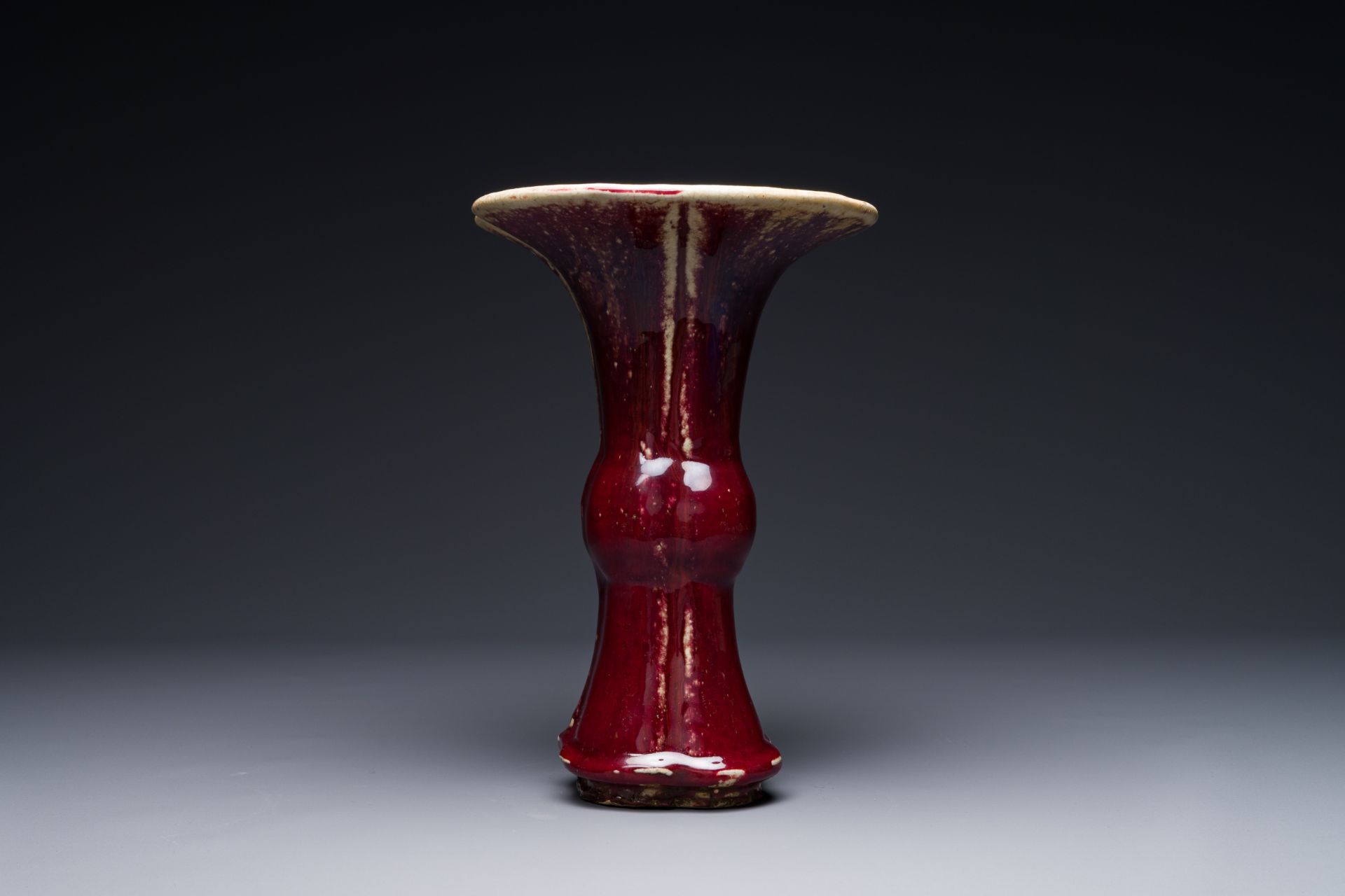 A Chinese quadrifoil flambe-glazed 'zun' vase, Qianlong mark and of the period - Image 6 of 9