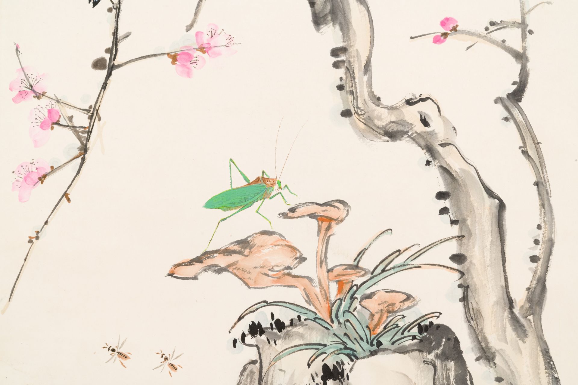 Wang Xuetao çŽ‹é›ªæ¿¤ (1903-1982): 'Birds and insects', ink and colour on paper - Image 4 of 5