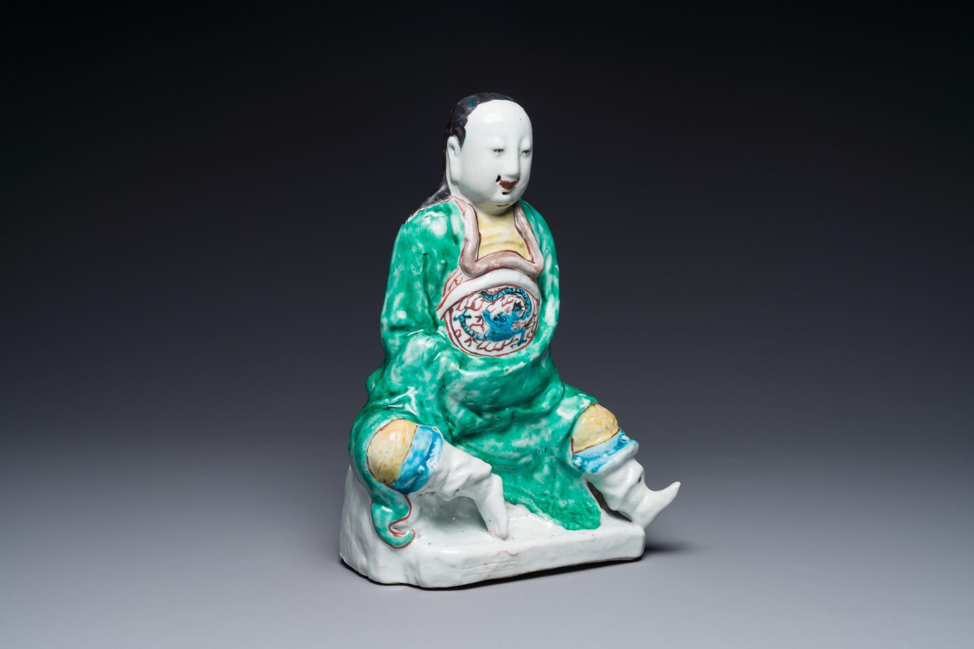 A Chinese wucai figure of Zhen Wu, Ming