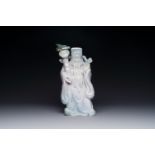 A Chinese celadon and white jade figure of Lu Xing, 20th C.