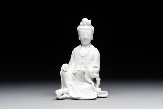 A Chinese Dehua blanc de Chine Guanyin, 19th C. - Bild 1 aus 7