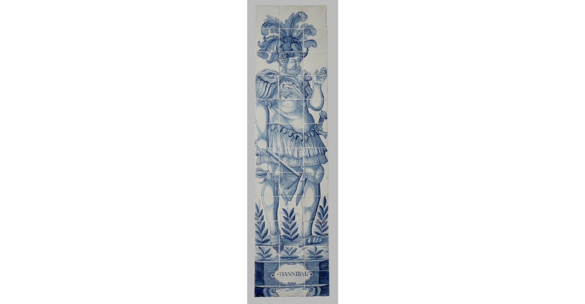 A rare and very large blue and white Dutch Delft 60-piece tile mural depicting Hannibal, 17th C. - Bild 10 aus 13