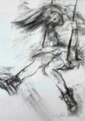 ‡ GLORIA (GLO) WILLIAMS charcoal on paper - entitled verso, 'The Swing', signed, 49 x 35cms