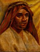 SIR FRANK BRANGWYN RA oil on canvas - portrait of a young Arab man, signed, 37 x 29cms Provenance: