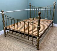 'AND SO TO BED' VICTORIAN STYLE BRASS BED, with brass bedknobs, castors, king 5ft (w) Provenance: