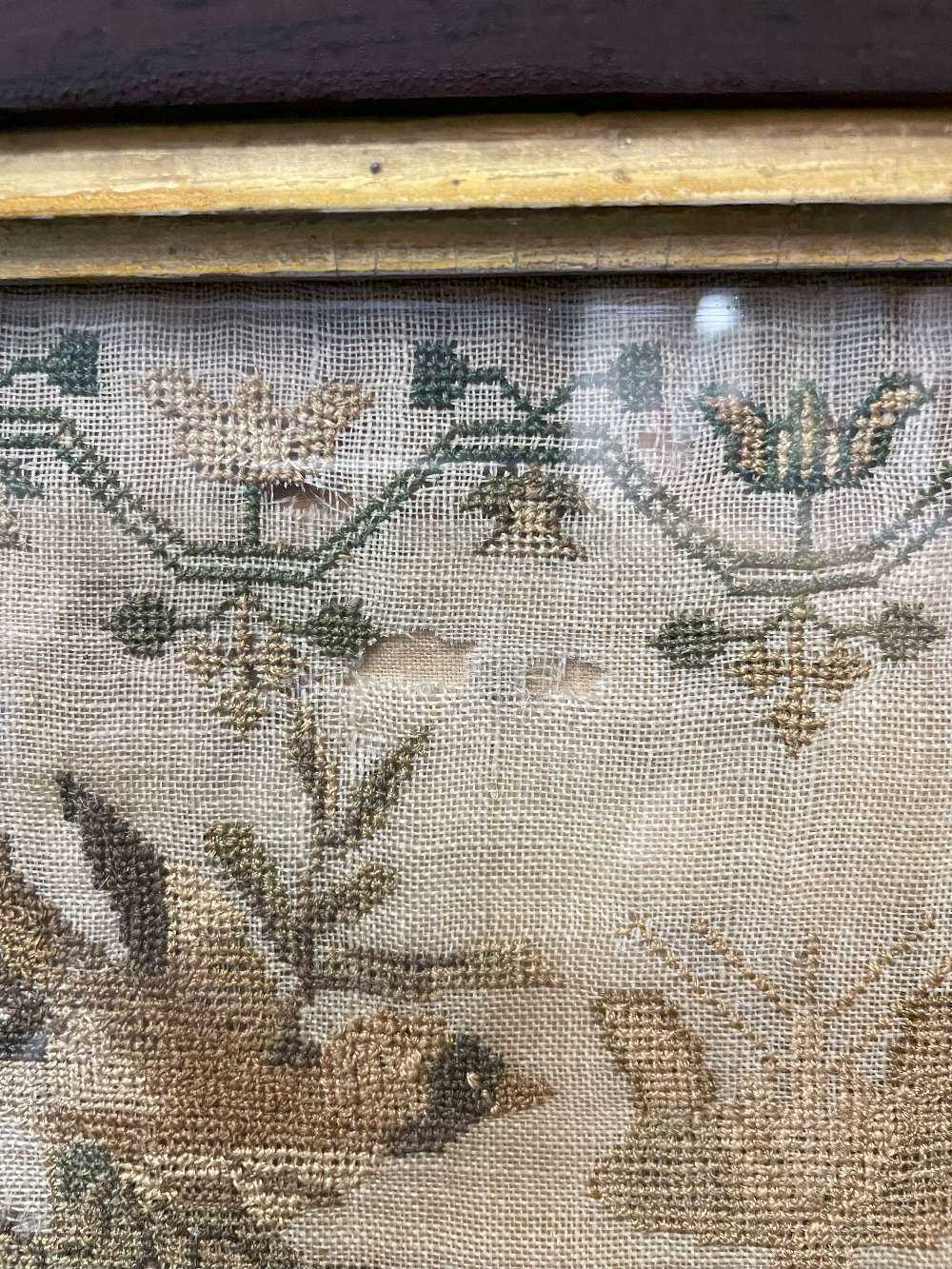 EARLY VICTORIAN NEEDLEWORK SAMPLER, by Susannah Terrington aged 10, dated 1842, decorated with - Image 6 of 15