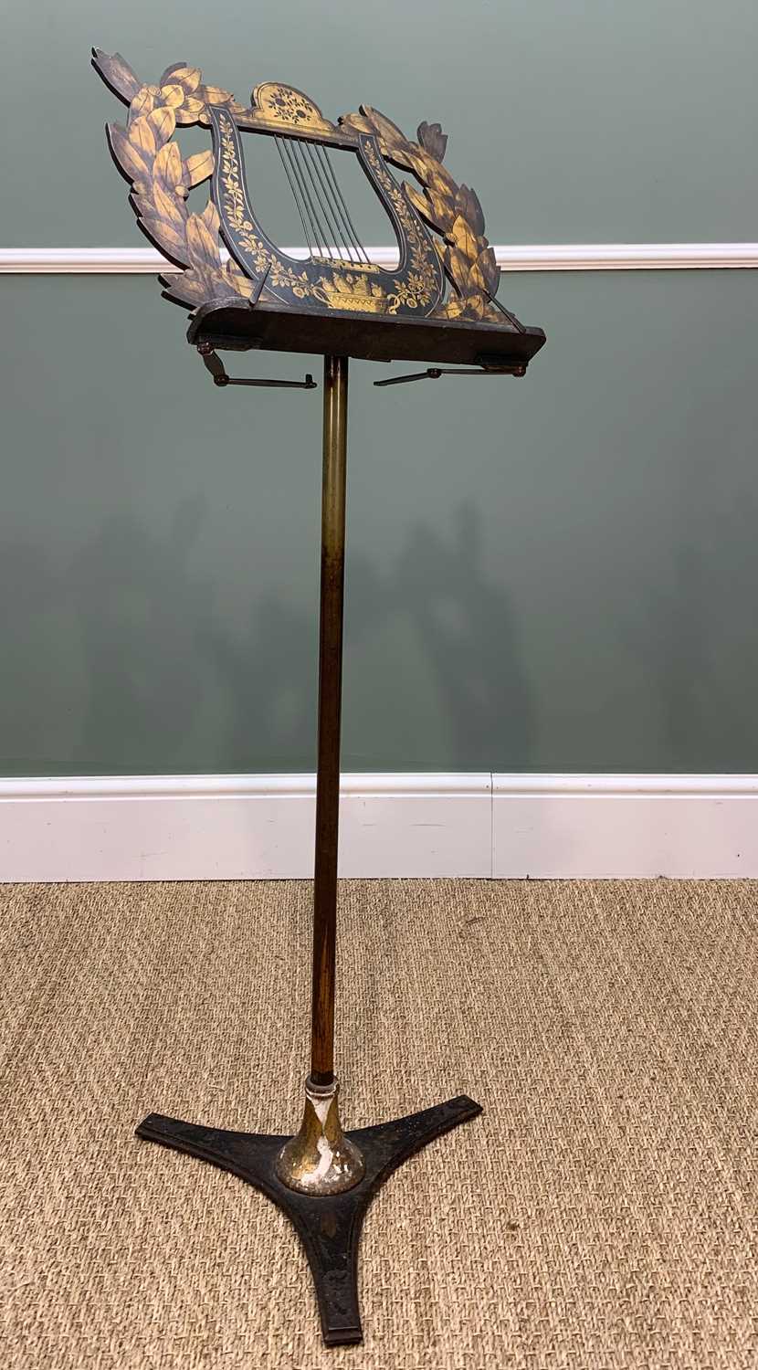 ASSORTED ANTIQUE FURNISHINGS including, lyre shaped folding music stand, Regency style telescopic - Image 7 of 13