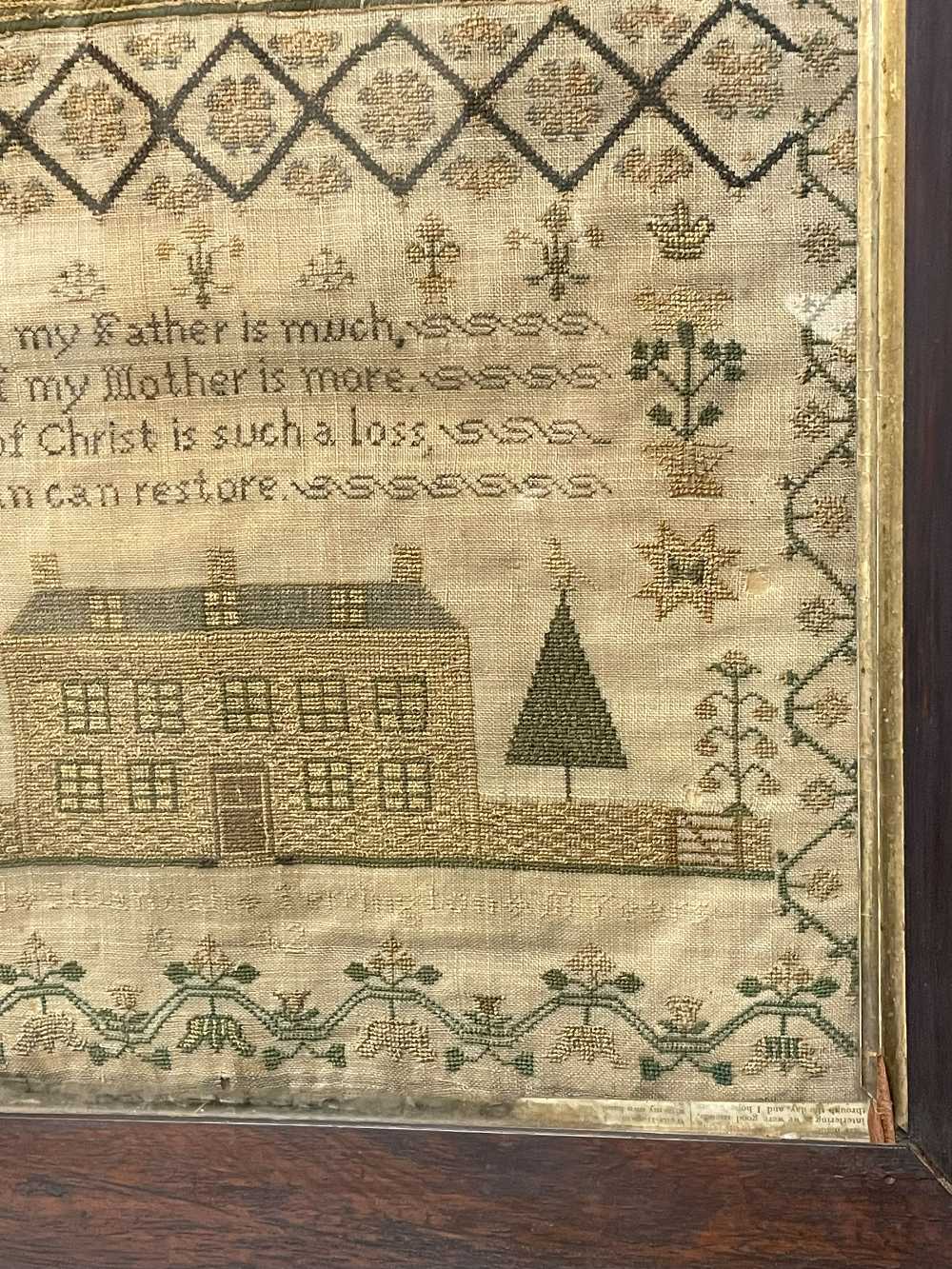 EARLY VICTORIAN NEEDLEWORK SAMPLER, by Susannah Terrington aged 10, dated 1842, decorated with - Image 15 of 15