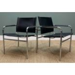 CHROME AND BLACK LEATHER KLINTE ARMCHAIRS, after a design by Tord Bjorklund Provenance: consigned