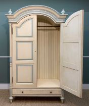 'AND SO TO BED' FRENCH STYLE PAINTED ARMOIRE, cream with pale blue detailing, 226 (h) x 140 (w) x