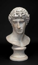 AUSTIN PRODUCTIONS GLAZED STONEWARE BUST OF DAVID, after Michaelangelo, impressed 'Austin Prod. Inc.