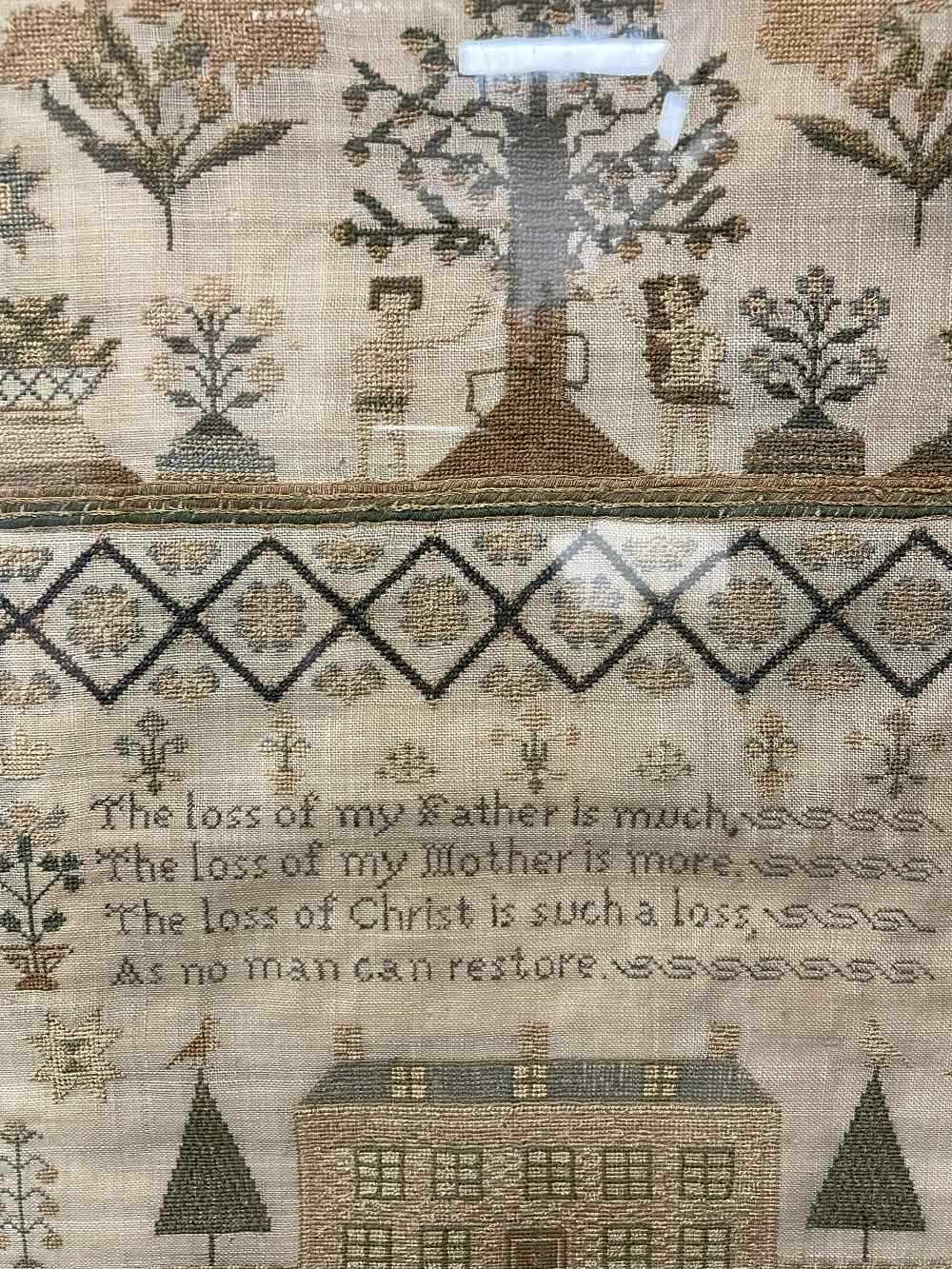 EARLY VICTORIAN NEEDLEWORK SAMPLER, by Susannah Terrington aged 10, dated 1842, decorated with - Image 4 of 15