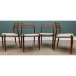 NIELS MOLLER FOR J.L.MOLLER MOBELFABRIK: set of four No.78 teak dining chairs, with woven oatmeal