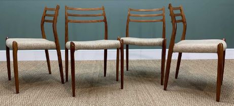 NIELS MOLLER FOR J.L.MOLLER MOBELFABRIK: set of four No.78 teak dining chairs, with woven oatmeal