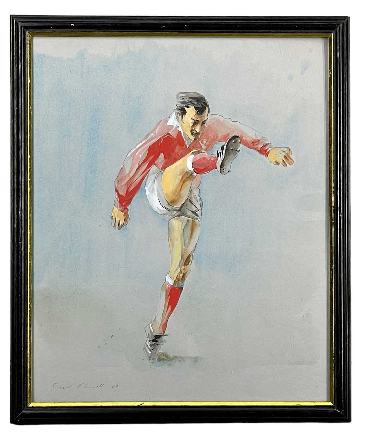 SPORTING MEMORABILIA, including five paintings of Welsh rugby players by artist Richard O'Connell, - Image 16 of 16