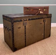 19TH C. AUSTRIAN CLOTHES TRUNK, containtin inner trays, old label to inner lid, 70 (h) x 119 (w) x