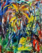 ‡ KAREL LEK oil on canvas - yellow flower, signed and dated '96, 79 x 64cms Provenance: private
